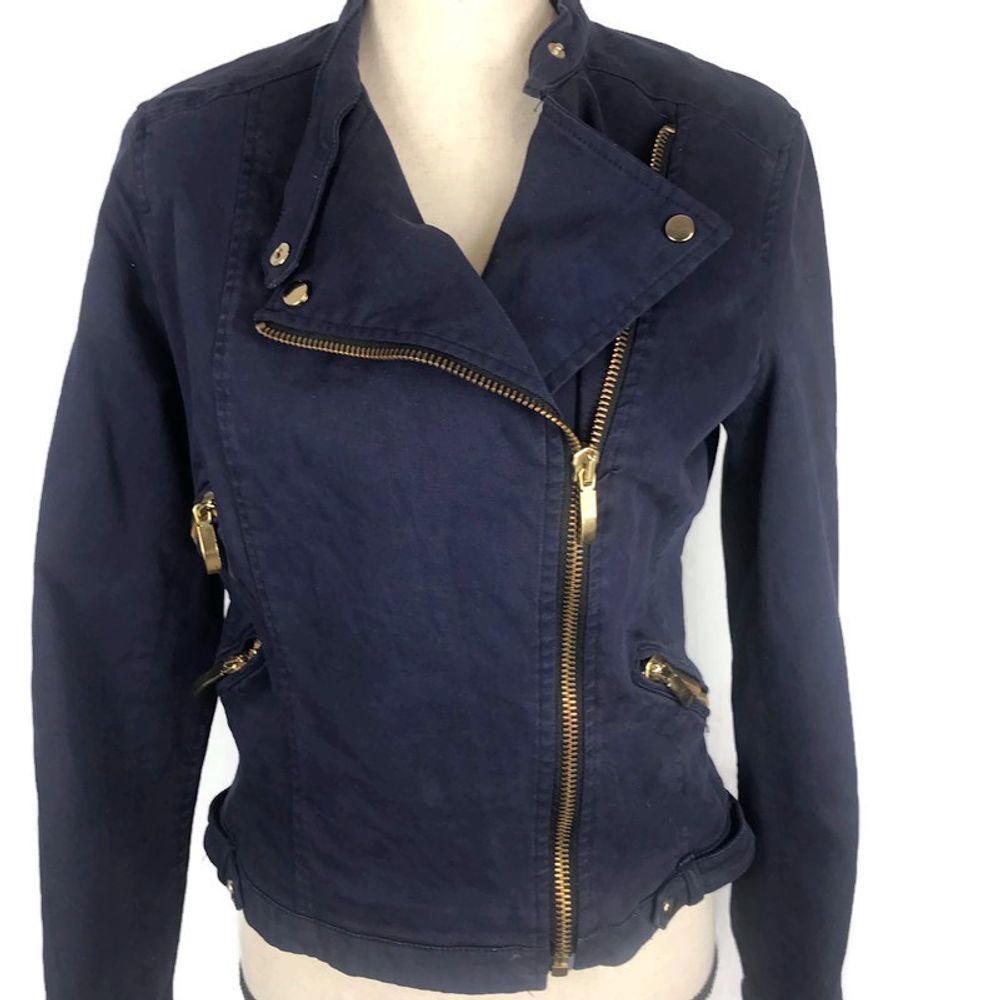 Zara Royal Blue Moto Softshell Side Zip Jacket